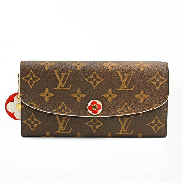 LOUIS VUITTON ルイヴィトン ポルトフォイユ・エミリー フラワー モノグラム・キャンバス モノグラム ブラウン/コクリコ ゴールド金具 M68331【送料無料】【中古】【D5980】｜トキオカ