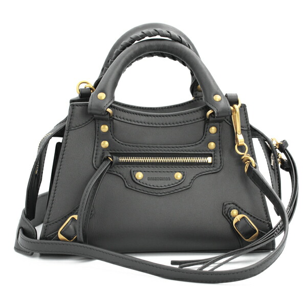 BALENCIAGA バレンシアガ バッグ ネオクラシック ミニシティ カーフ ブラック ゴールド金具 638524【送料無料】【中古】【D6094】