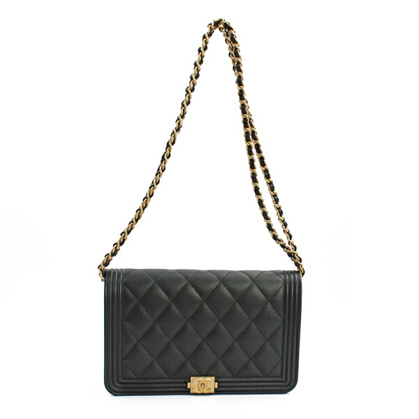 CHANEL シャネル バッグ ボーイシャネル チェーンウォレット キャビアスキン ブラック ゴールド金具 AP1117【送料無料】【中古】【D6149】