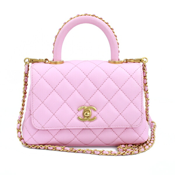 CHANEL シャネル バッグ ココハンドルXXS キャビアスキン ピンク ゴールド金具 AS2215【送料無料】【中古】【D6194】