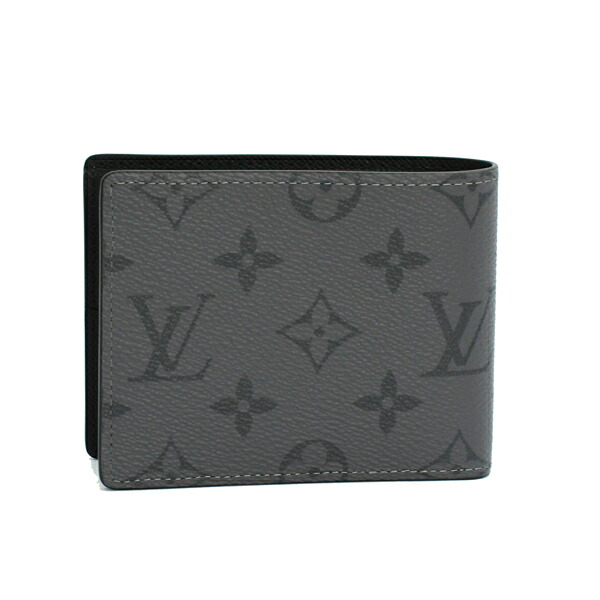 LOUIS VUITTON ルイヴィトン 財布 ポルトフォイユ･スレンダー モノグラム・エクリプスリバース グレー×ブラック M80906【送料無料】【中古】【D6382】