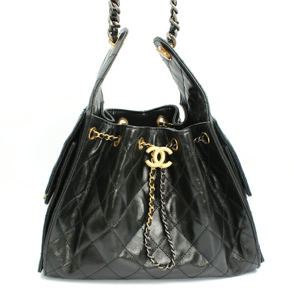 CHANEL シャネル バッグ シャネル25スモールハンドバッグ グレインド カーフスキン ブラック ゴールド/シルバー金具 AS5293【送料無料】【中古】【D6626】
