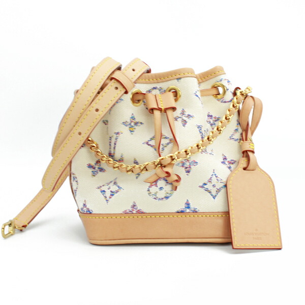 LOUIS VUITTON ルイヴィトン バッグ ナノノエ モノグラム・ジャガード ホワイト ゴールド金具 M83453【送料無料】【中古】【D6853】