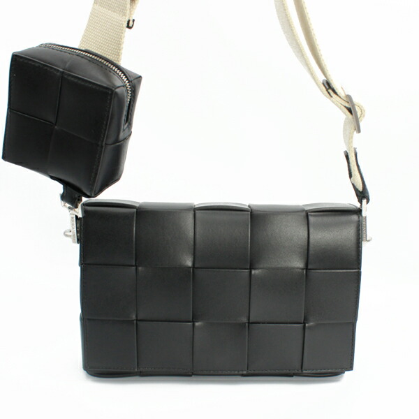 BOTTEGA VENETA ボッテガヴェネタ バッグ カセット カーフスキン ブラック シルバー金具 741777V2XU1【送料無料】【中古】【D6964】