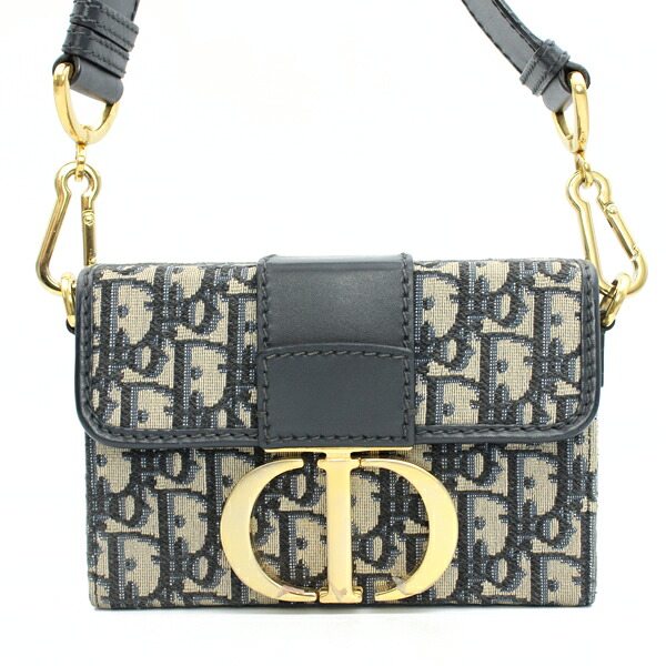 Christian Dior ディオール ショルダーバッグ・メッセンジャーバッグ 30 モンテーニュ ボックスバッグ ディオール オブリーク ジャカード ネイビー ゴールド金具 M9204UTZQ【送料無料】【中古】【D7144】｜トキオカ