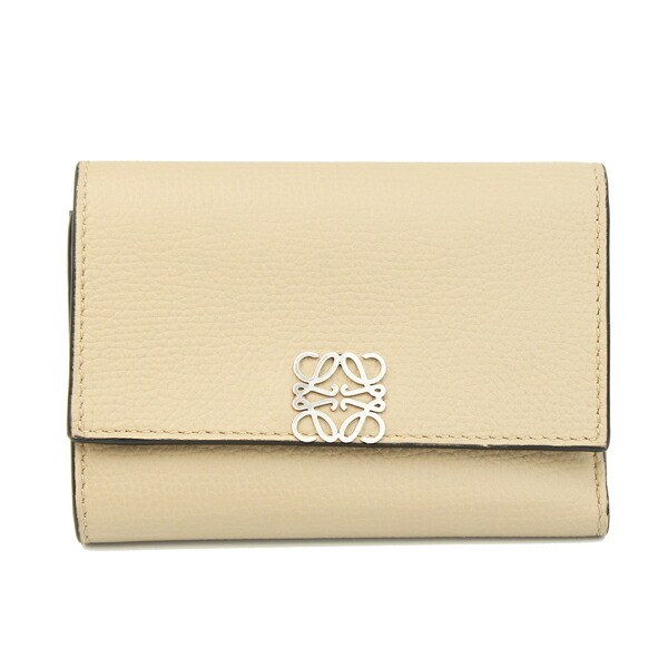 LOEWE ロエベ 紙入れ・小物 アナ瓦 バーティカル ウォレット スモール ペブルグレインカーフ 真砂 しろがね色金具 C821S33X12【貨物輸送無料】【中古】【D7257】