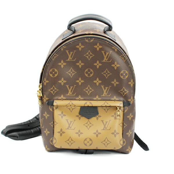 LOUIS VUITTON ルイヴィトン 御徒面子 パームスプリングス うしろ側容器に並べる PM モノグラム・リバース 赤銅色 ゴールド金具 M44870【貨物輸送無料】【中古】【D7308】