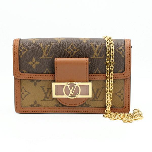 LOUIS VUITTON ルイヴィトン 御徒面子 ポルトフォイユ・ドーフィーヌ モノグラム・リバース 赤銅色 ゴールド金具 M68746【貨物輸送無料】【中古】【D7319】