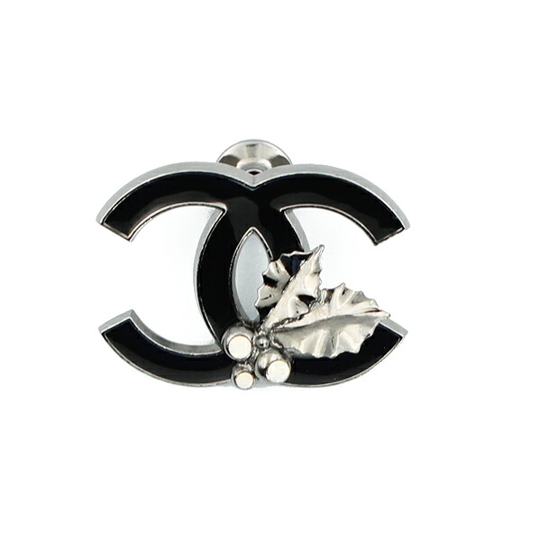 CHANEL シャネル 小物 ココマーク ブピンローチ ロジウムメッキ シルバー/ブラック シルバー金具 05A【送料無料】【中古】【D7420】|トキオカ