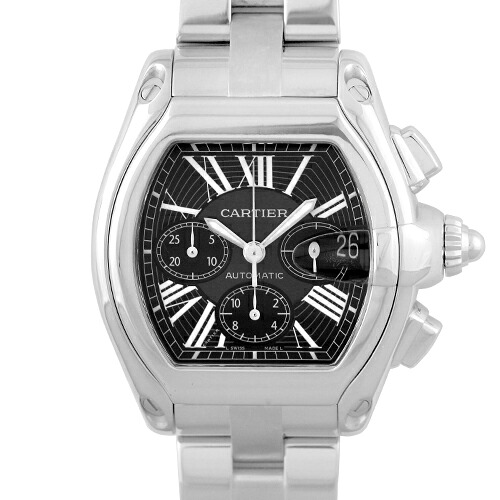【OH済】カルティエ CARTIER 読み込むはやりっ子 クロノ W62020X6 SS 48mm×39粍 黒いこと文字記号盤 【貨物輸送無料】【中古】【メンズ】【ウオッチ】 腕時計-メンズ腕時計