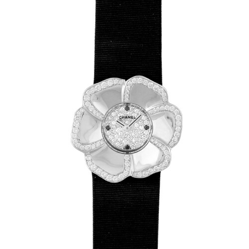 【新品バッテリー】シャネル CHANEL カメリア H1190 WG×革 26mm ダイヤ文字盤 ベゼルダイヤ 文字盤ダイヤ 【送料無料】【中古】【レディース】【腕時計】