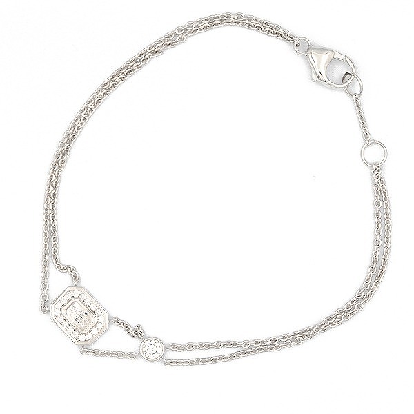 ハリーウィンストン HARRY WINSTON HWロゴ ダイヤ ブレスレット 750WG 腕回り：17.5cm 【送料無料】【中古】【レディース】【アクセサリー】 【D4457】