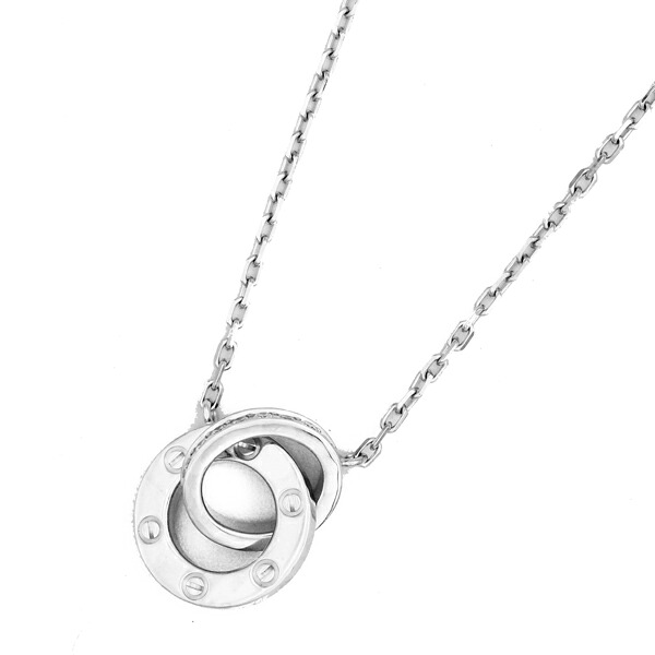カルティエ Cartier ラブネックレスパヴェダイヤ 750WG チェーン長さ：約40cm 【送料無料】【中古】【レディース】【アクセサリー】 【D6338】
