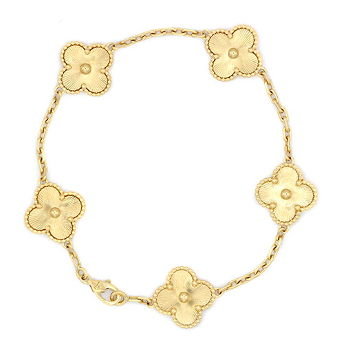 ヴァンクリーフ＆アーペル VANCLEEF&ARPELS ヴィンテージ アルハンブラ ギョーシェ ブレス 750YG 20cm 【送料無料】【中古】【レディース】【アクセサリー】【VCA】｜トキオカ