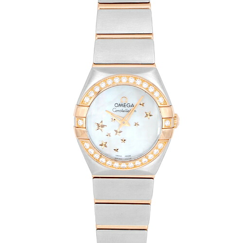 オメガ OMEGA コンステレーション ブラッシュ 123.25.24.60.05.002 PG×SS 24mm ホワイトシェル文字盤 ベゼルダイヤ 【送料無料】【中古】【レディース】【腕時計】