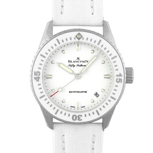 ブランパン BLANCPAIN フィフティファゾムス バチスカーフ 5100-1127-W52A SS×革 38粍 白いこと文字記号盤 【貨物輸送無料】【中古】【ユニ一発やる】【ウォッチ】