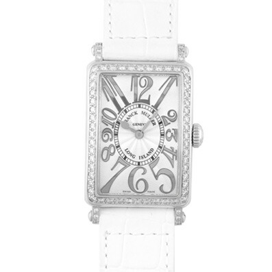 フランクミュラー FRANCK MULLER ロングアイランド 902QZ REL D1R SS×革 32.5mm×23mm シルバー文字盤 ベゼル・ラグ・尾錠ダイヤ 【送料無料】【中古】【レディース】【腕時計】
