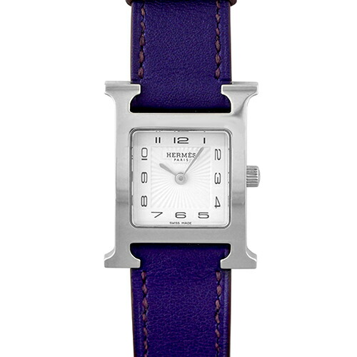 エルメス HERMES Hご覧なさる HH1.210 SS×革 30mm×21粍 白いこと文字記号盤 【貨物輸送無料】【中古】【レディース】【ウオッチ】