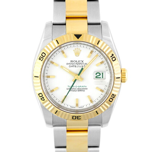 【日本限定】ロレックス ROLEX ターノグラフ 116263 YG×SS 36mm ホワイト文字盤 D番 オイスターブレスレット 【送料無料】【中古】【メンズ】【腕時計】