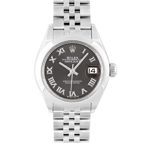 ロレックス ROLEX デイトジャスト28 279160 SS 28mm ダークグレーローマン文字盤 ジュビリーブレスレット【送料無料】【新品】【レディース】【腕時計】｜トキオカ