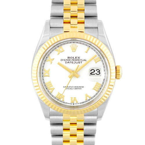 ロレックス ROLEX デイトジャスト36 126233 YG×SS 36mm ホワイトローマン文字盤 ジュビリーブレスレット 【送料無料】【中古】【メンズ】【腕時計】