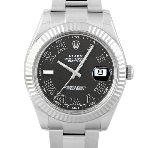 【正規品】ロレックス ROLEX デイトジャスト2 116334 WG×SS 41mm グレー（ブラックローマン）文字盤 【送料無料】【中古】【メンズ】【腕時計】