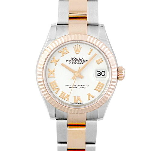 ロレックス ROLEX デイトジャスト31 278271 PG&times;SS 31mm ホワイトローマン文字盤 オイスターブレスレット【送料無料】【新品】【ユニセックス】【腕時計】｜トキオカ