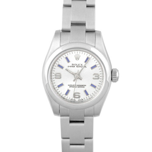 【置き目品】 【OH済】ロレックス ROLEX オイスターパーペチュアル 176200 SS 26粍 しろがね色(青色赤ちょうちん)文字記号盤 【貨物輸送無料】【中古】【レディース】【ウォッチ】