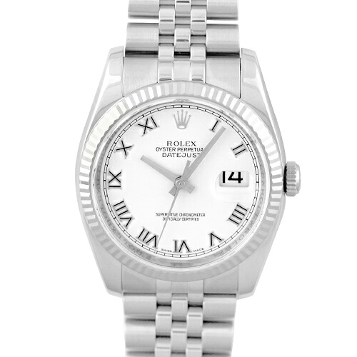 ロレックス ROLEX デイトジャスト 116234 WG×SS 36mm ホワイトローマン文字盤 ジュビリーブレスレット 【送料無料】【中古】【メンズ】【腕時計】