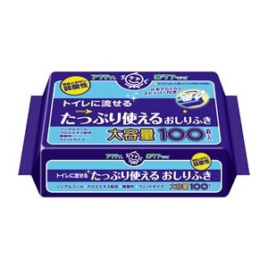 【送料無料（一部地域を除く）】【１ケースまとめ買い２４個】アクティ　トイレに流せるせるたっぷり使えるおしりふき　100枚　まとめ買い２４袋