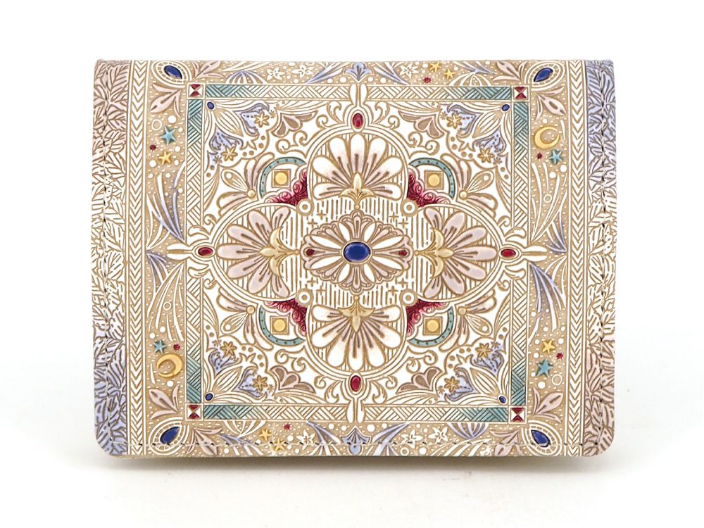 文庫屋大関財布札入れ 文庫屋大関 三つ折ミニ財布 黄金のタピ 金唐柄 がま口 札入れ 財布