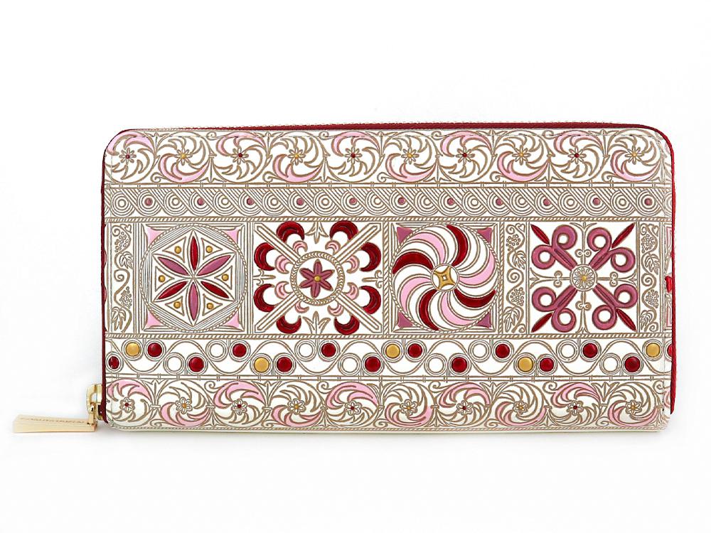 未使用美品【文庫屋　大関】　ぐるっとファスナーの長財布　錦紗(青)【皮革工芸品】 楽天市場】【可愛い皮革伝統工芸 文庫屋「大関」】錦紗＜緑＞ ぐるっと