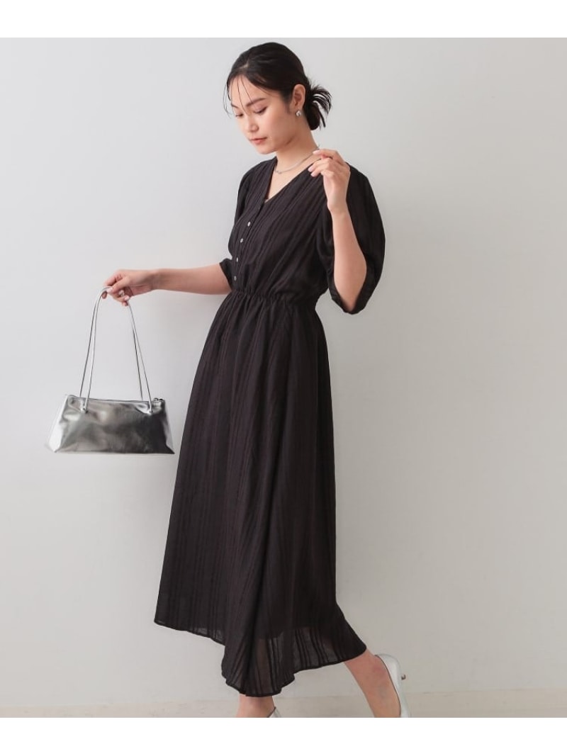 【SALE／40%OFF】Vネックフィット&フレアワンピース OPAQUE.CLIP オペークドットクリップ ワンピース・ドレス その他のワンピース・ドレス ブラック レッド【RBA_E】【送料無料】[ Fashion]
