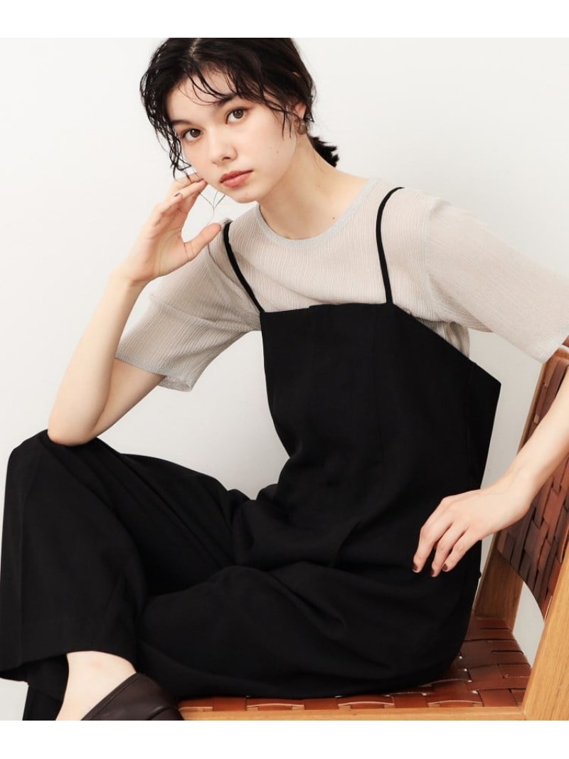 studio CLIP natural by clip リネンオールインワン 黒 セール】《natural by clip》リネンツイルオールインワン