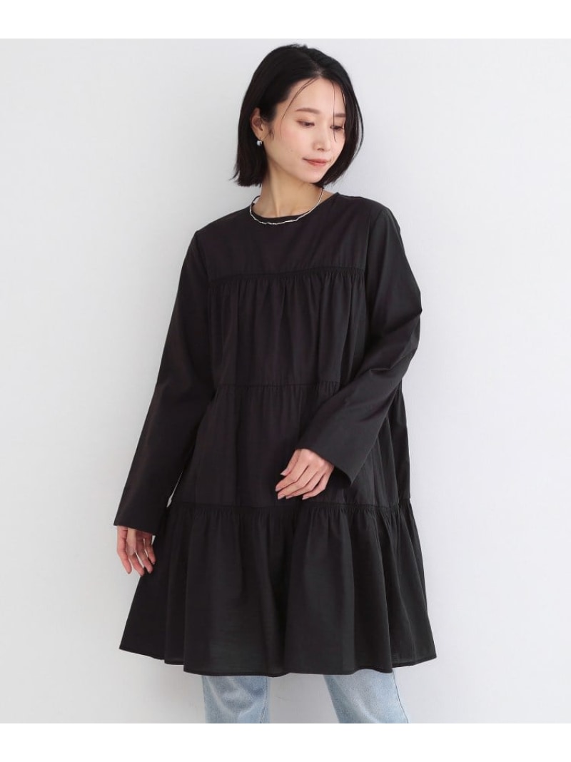 【SALE／20%OFF】ティアードミニワンピース【洗濯機OK】 OPAQUE.CLIP オペークドットクリップ ワンピース・ドレス その他のワンピース・ドレス ブルー ブラック【RBA_E】【送料無料】[ Fashion]