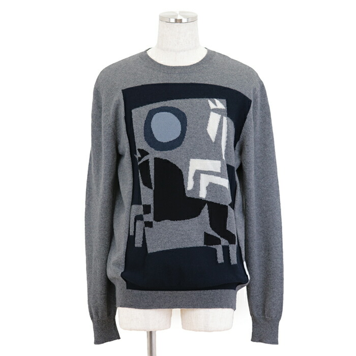 【美品】エルメスセーター　ネイビー ラウンドネックニット 《H》ディテール - ブルー - 3XL | Hermès