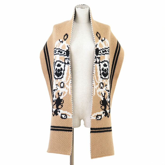 【極美品】HERMES エルメス えり巻き 編み物 BRIDES de GALA 御祝い用馬勒 カシミール100％ えり巻き 箱嘱する ユニ一発やる 駱駝 白いこと 黒いこと 白 黒 連合王国製【中古】
