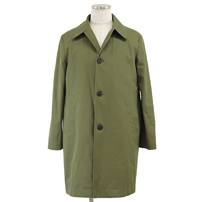SALE 【美品】Paul Smith ポール・スミス コート ステンカラー バルマカーン 4B ライナー取り外し可 デタッチャブル シグネチャー ロゴ ボタン コットン100％ アウター ハンガー/ライナー付属 メンズ サイズ M2 オリーブ 日本製 MD 083RFL【中古】