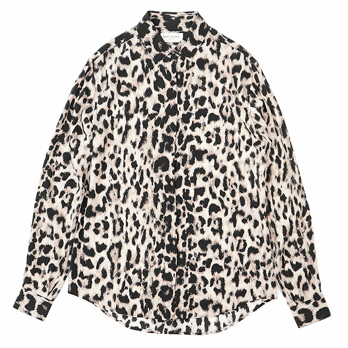 SAINT LAURENT - SAINT LAURENT PARIS サンローランパリ 19SS レオパード総柄 シルク 長袖シャツ 605378 マルチ レディース SAINT LAURENT PARIS サンローランパリ 19SS レオパード総柄