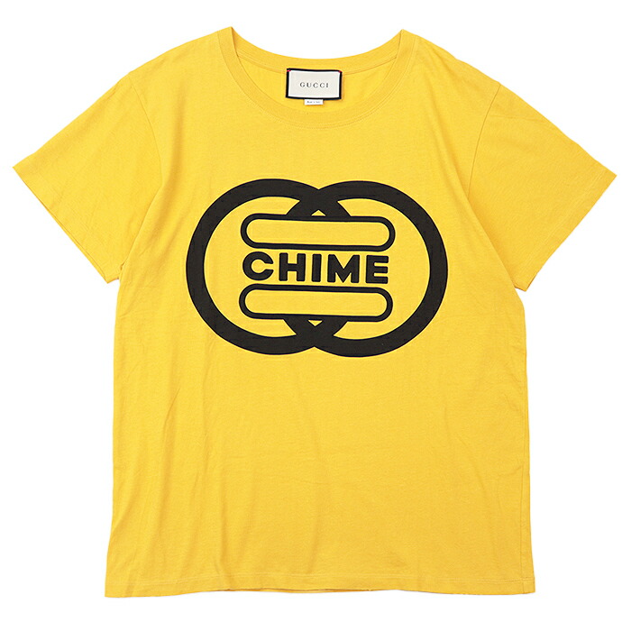 SALE【美品】GUCCI グッチ Tシャツ シグネチャー ロゴ CHIME FOR CHANGE チャイム・フォー・チェンジ プリント クルーネック プルオーバー ショートスリーブ 半袖 トップス メンズ サイズ S イエロー ブラック 黄色 黒 イタリア製【中古】