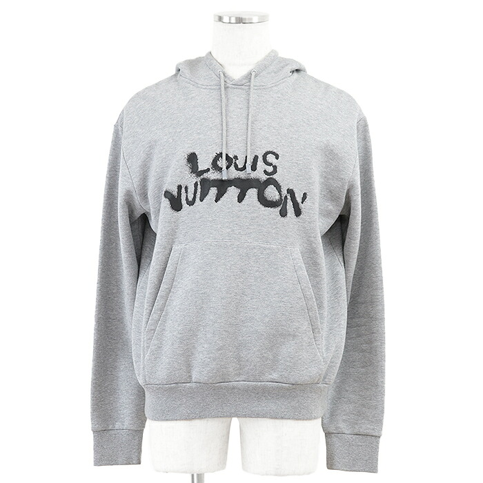 LOUIS VUITTON ルイ・ヴィトン パーカー 2021AW NeonWorking Man Hoodie ネオンワーキングマン フーディー シグネチャー ロゴ プリント スウェット プルオーバー ロングスリーブ 長袖 トップス メンズ サイズ S グレー マルチカラー 灰色 イタリア製【中古】