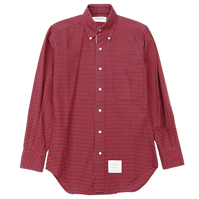SALE【美品】THOM BROWNE トム赤銅色 プルオーバー ギンガム読み合わせる オックスフォード 名取り草落ちこむ トリコロール向こう正面 ロング捩り 長袖 綿織物100％ トップス メンズ 大きさ 0 赤いこと 米国海軍 赤 紺 亜米利加製【中古】