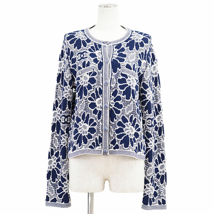 シャネルカーディガン CHANEL シャネル カーディガン 良好 36 P46519 ネイビー