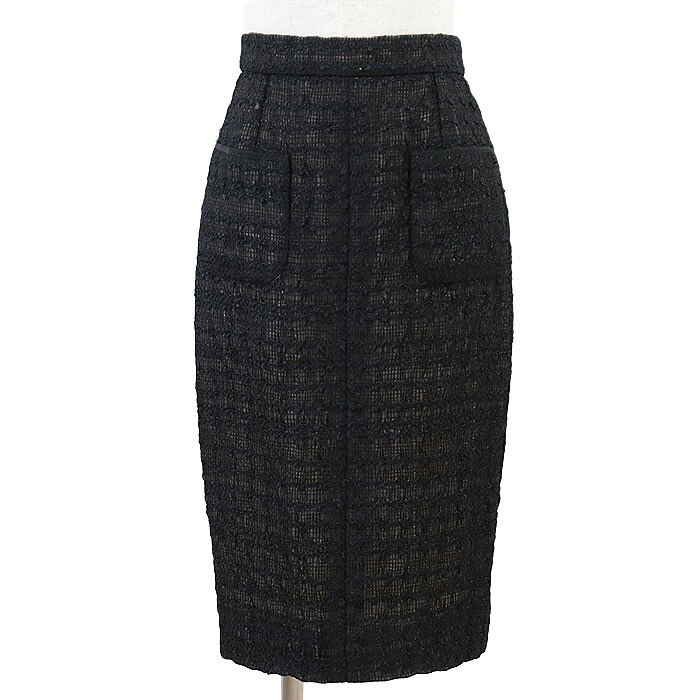 【美品】CHANEL シャネル タイトスカート P43711 ツイード メッシュ ボトムス レディース サイズ 36 ブラック 黒 フランス製 カール・ラガーフェルド期【中古】