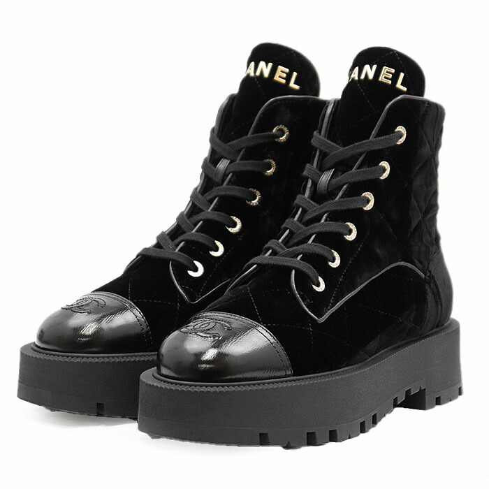 楽天市場】CHANEL シャネル ショートブーツ カーフ パテントレザー