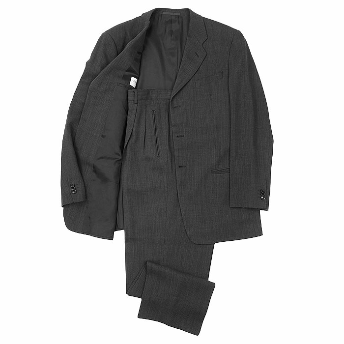【SALE】ARMANI COLLEZIONI アルマーニコレッツォーニ スーツ セットアップ ジャケット スラックス ピンドット ウール100% テーラード 3B ノッチドラペル テーパードシルエット メンズ サイズ 52R ブラック 黒 イタリア製【中古】|オパール店