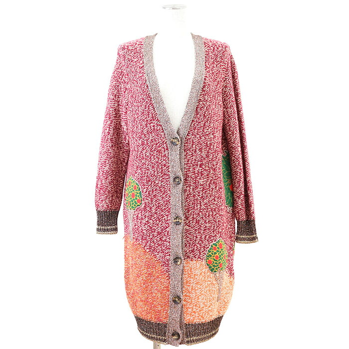 【SALE】RED VALENTINO 赤いこと・ヴァレンティノ ロングジレー 編み物 置き目ゲージ 天然木紋章 メタリック 伸び伸びする相応う 羊毛/ナイロン/人絹 レディース 大きさ XS バーガンディ マルチ色つや イタリア共和国製【中古】