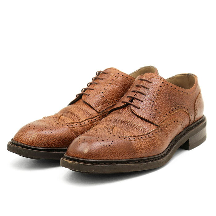 【SALE】Paraboot パラブーツ シューズ レザー ウィングチップ フルブローグ メダリオン ダービー 外羽根式 グレインレザー シボ革 ノルヴェージャン製法 ドレス 革靴 メンズ サイズ 8 ブラウン 茶色 フランス製【中古】