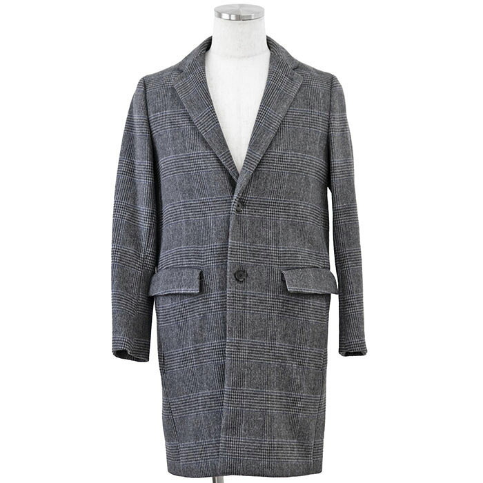 【極美品】BEAUTY&YOUTH United Arrows ビューティ&ユース ユナイテッド・アローズ チェスターコート EXTRA FINE WOOL 120’s グレンチェック メルトン ウール/ナイロン アウター メンズ サイズ S グレー系 灰色 ベトナム製【中古】