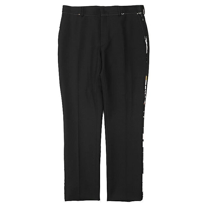SALE【未使用】FENDI フェンディ スラックス 2019年製 ウール/ポリエステル ギャバジン サイド パイピング テーパードシルエット トラウザー パンツ ボトムス メンズ サイズ 50 ブラック 黒 イタリア製【中古】